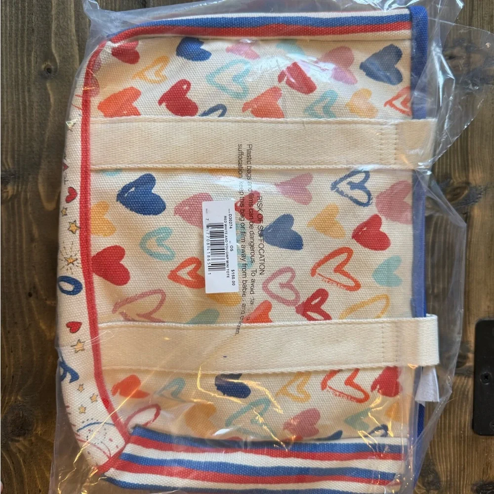 Red White and You “LOVE” Canvas Tote Bag – Colorful Heart Print NWT $150 Retail